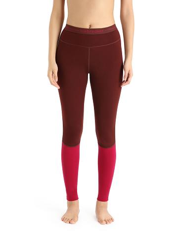 Women's Icebreaker Merino 260 ZoneKnit™ Leggings Base Layers Espresso / Cherry | CA 1056MQZA